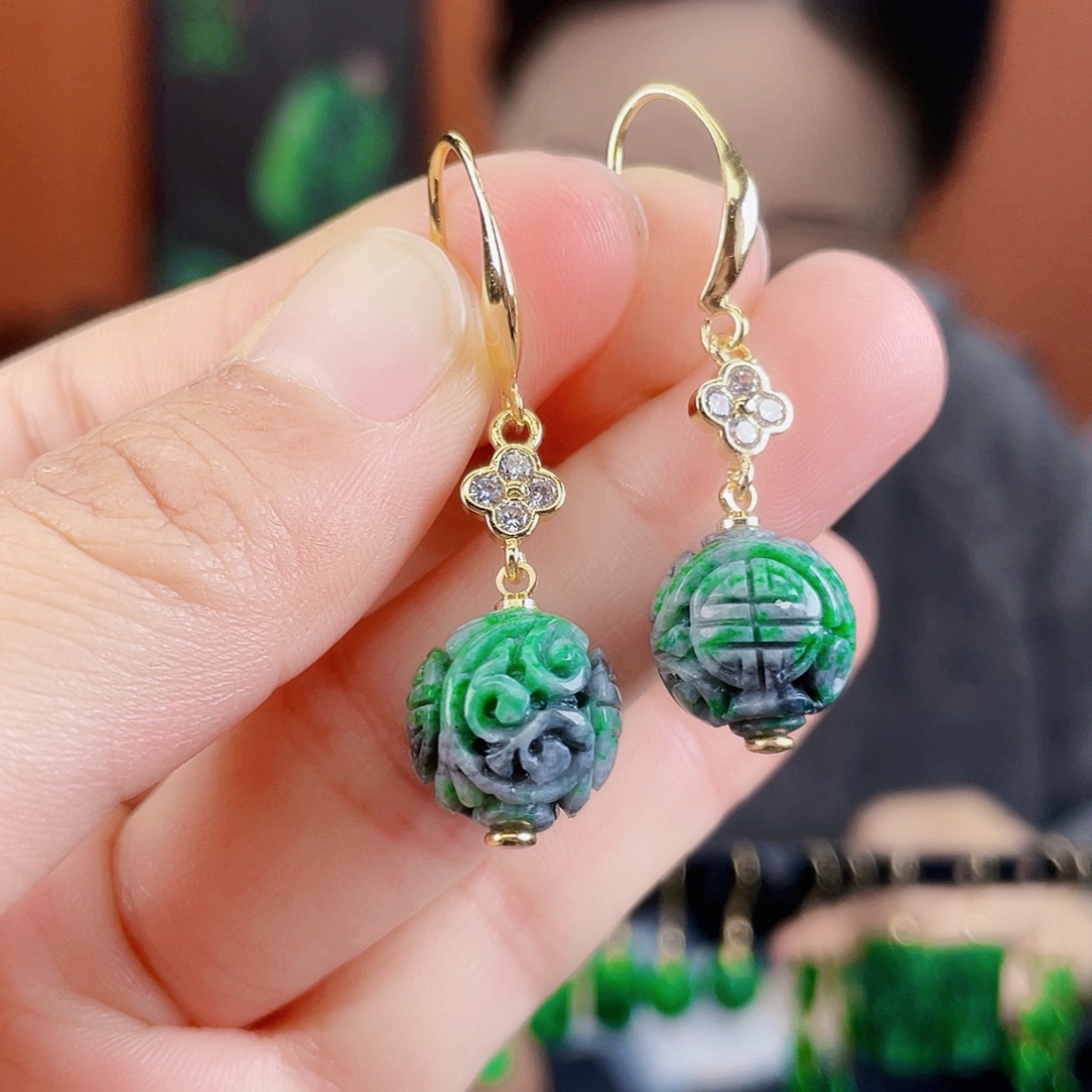 翡翠未镶嵌耳饰饰品