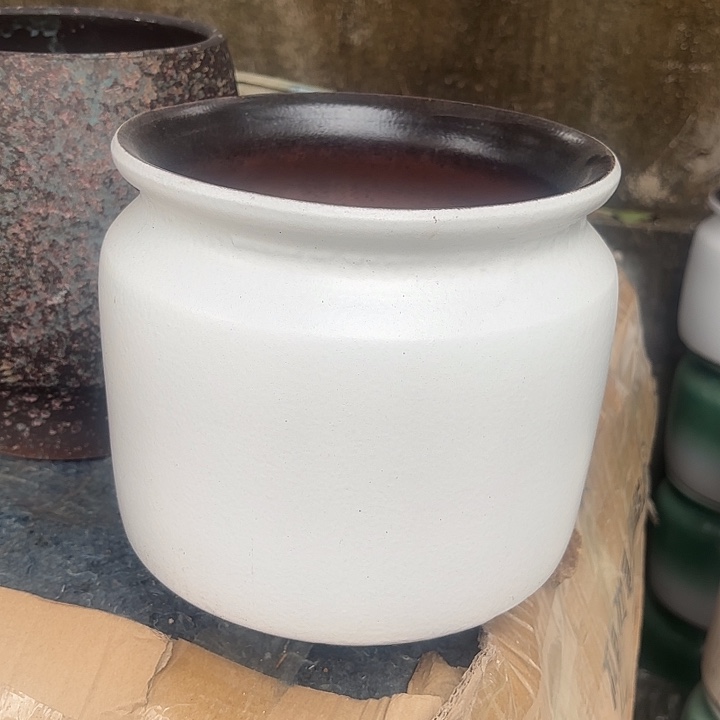 紫砂茶碗白直口径21*23