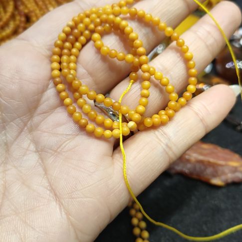 琥珀颈饰未镶嵌蜜蜡琥珀圆珠项链