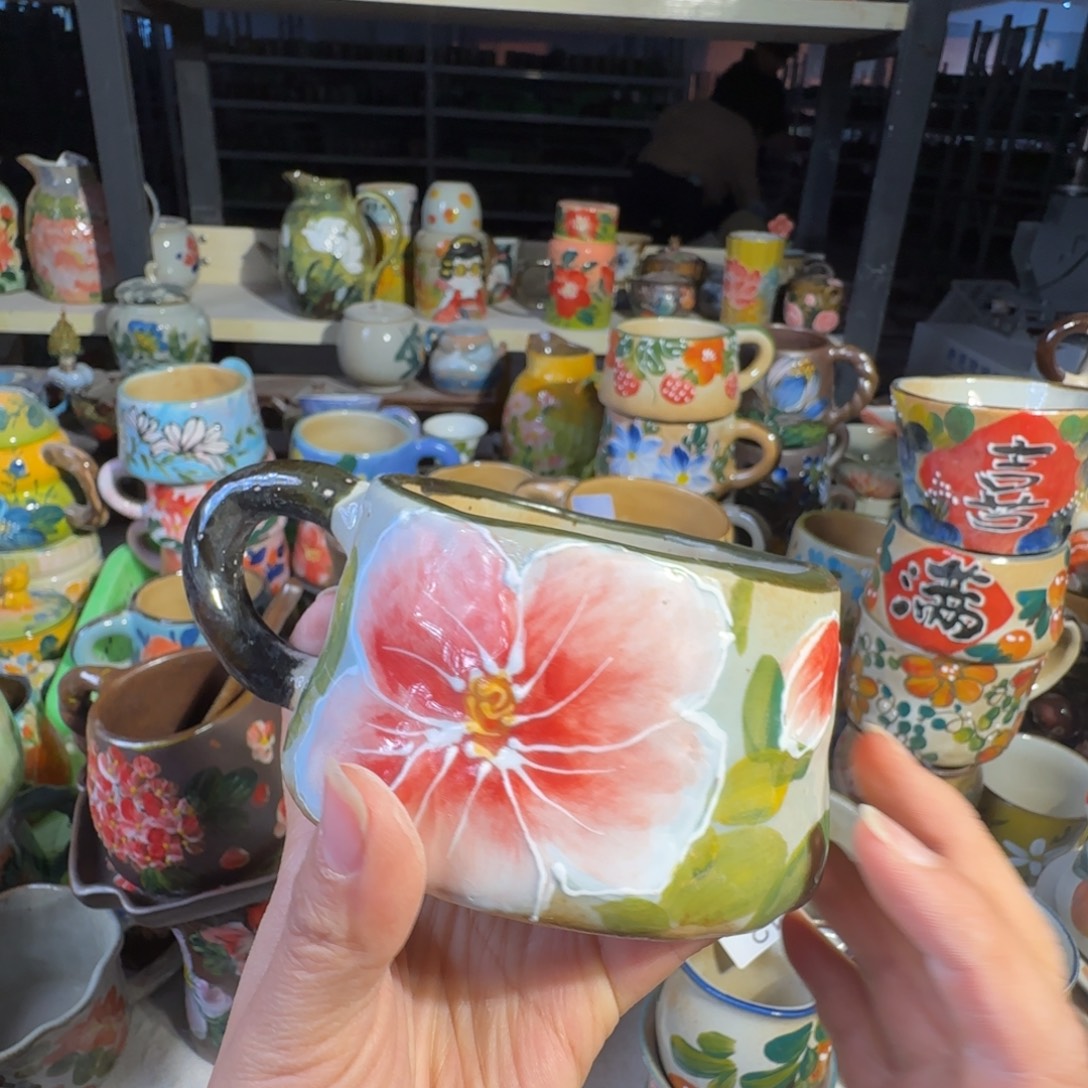 景德镇手工陶瓷釉下彩紫砂微瑕66