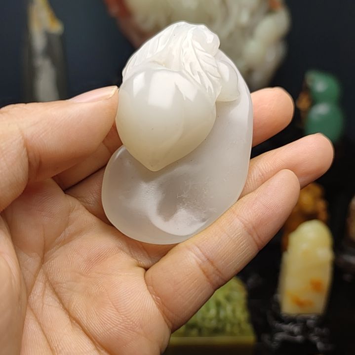 浓***雨寿山石印石手把件手把件