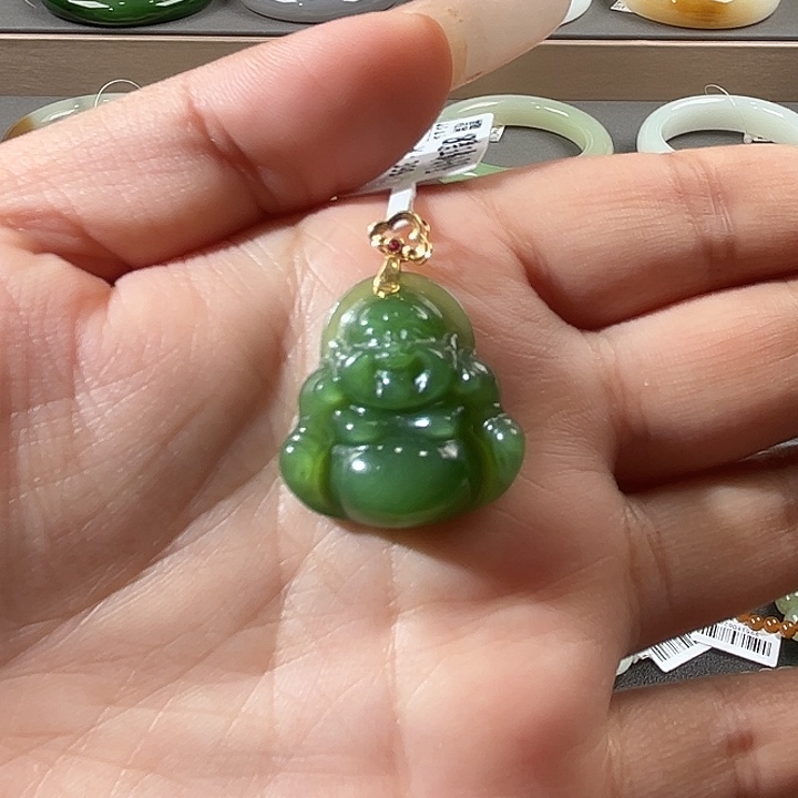 和田玉18K金镶嵌颈饰