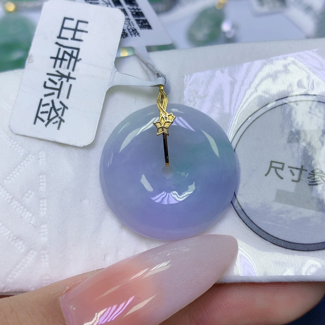 翡翠18K金镶嵌颈饰天然缅甸翡翠a货百元以上9元证书费自理