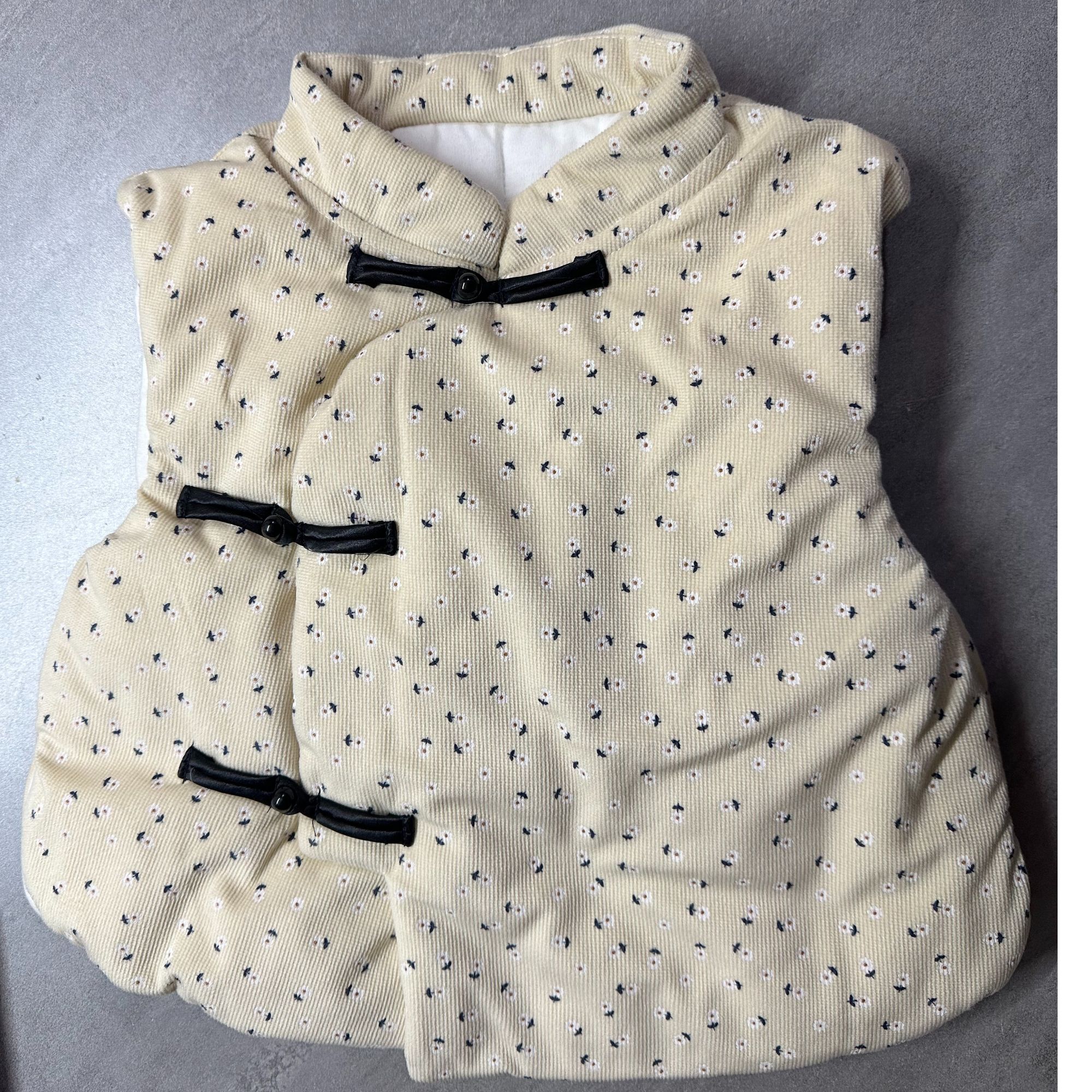 厚款碎花冬季中国风幼童马甲印花时尚宝宝马甲