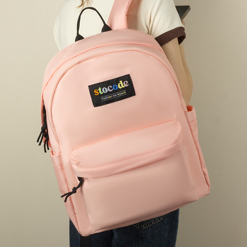时尚休闲大学生简约韩版樱花粉双肩包2025新款初高中生书包
