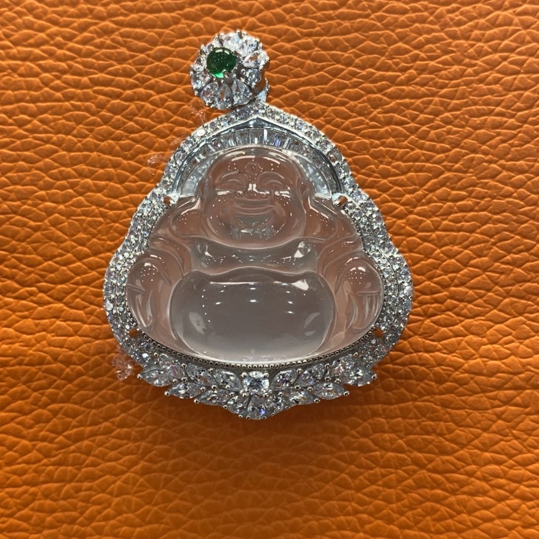 石英质玉吊坠(不含链)银S925镶嵌岗****芝
