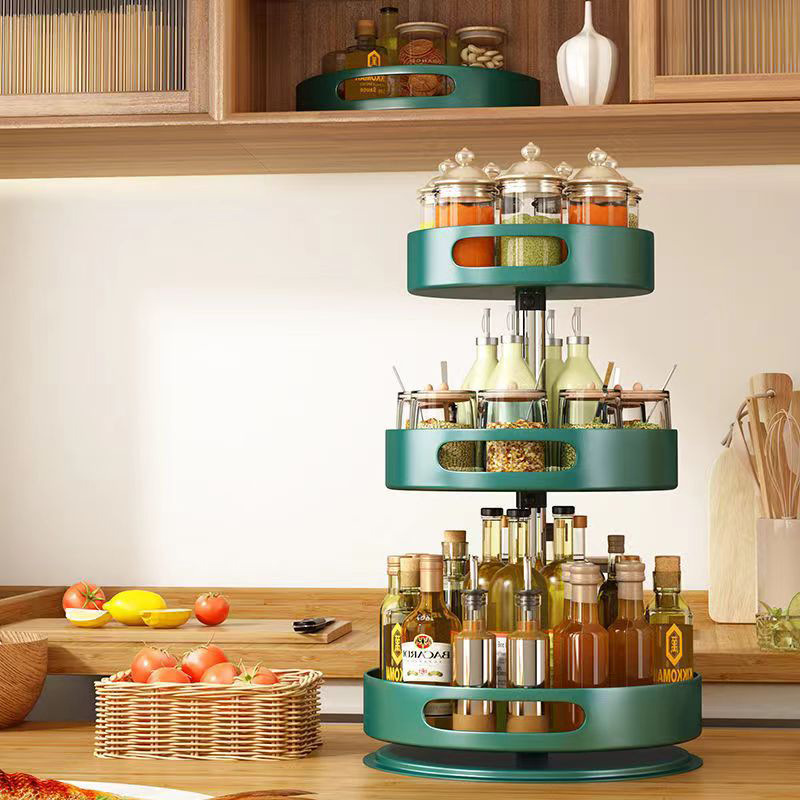 厨房材料收纳盒旋转调料盘置物架台面油盐酱醋家用小型调味品神