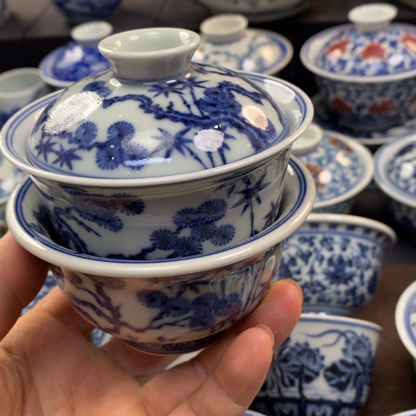 【闪购商品】没*景德镇柴窑微瑕盖碗