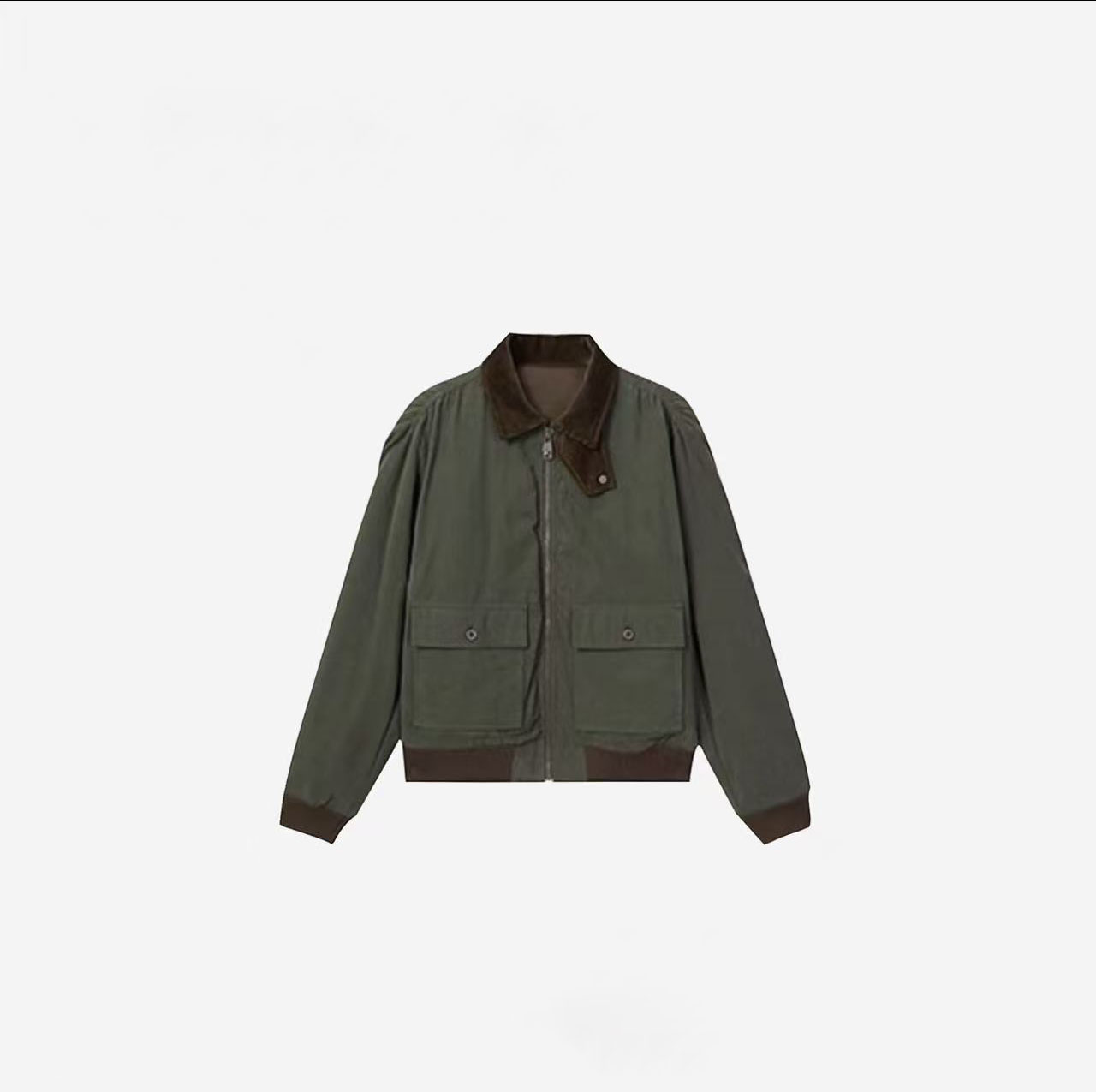 [复古军绿】复古巴恩风灯芯绒翻领夹棉外套夹克棉服女25秋冬9527