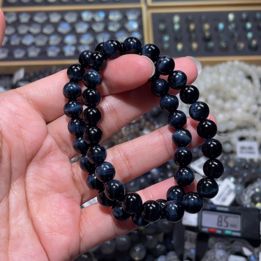 水晶手链未镶嵌蓝虎眼石手链8.5m