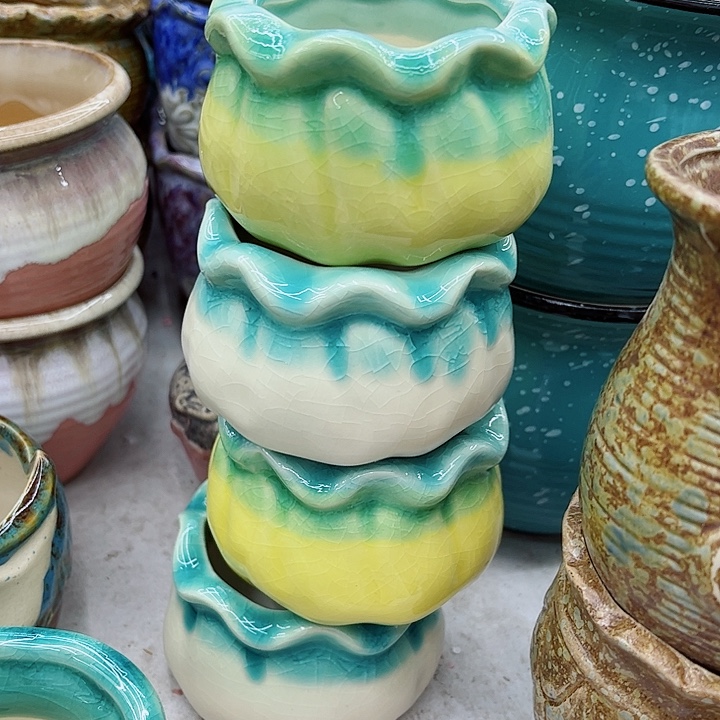 多肉绿植陶瓷花盆9.9包邮，有孔