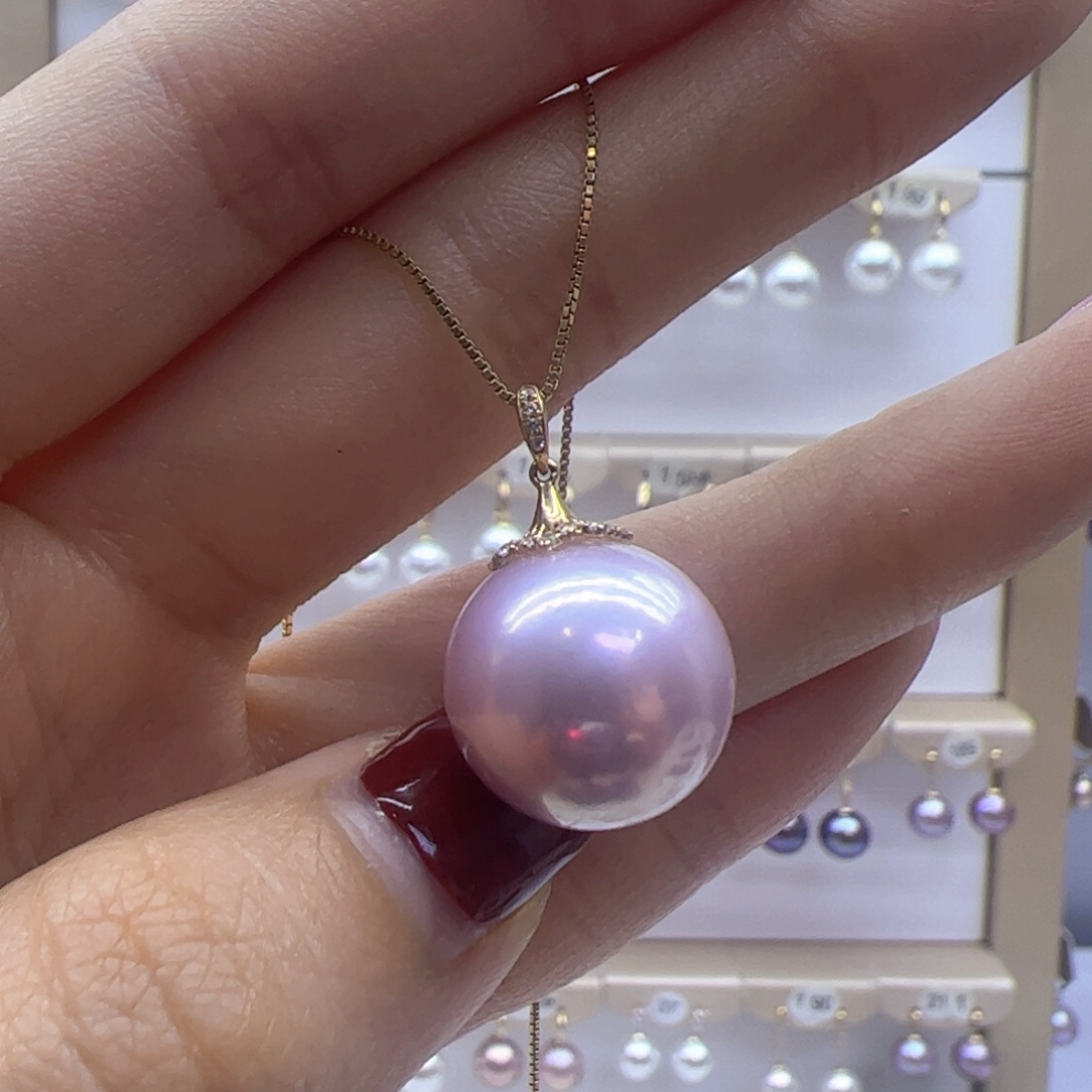 淡水珍珠吊坠(赠链)18K金镶嵌