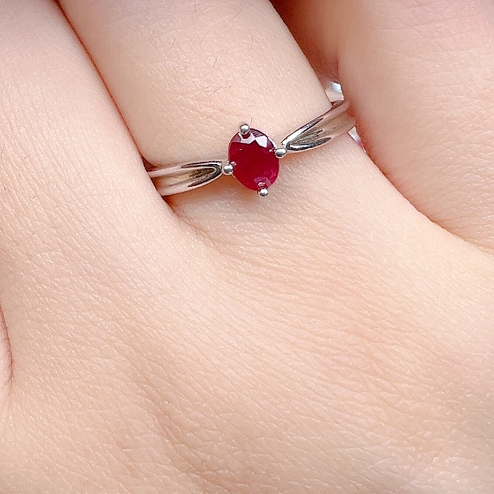 戒指红宝石银S925镶嵌