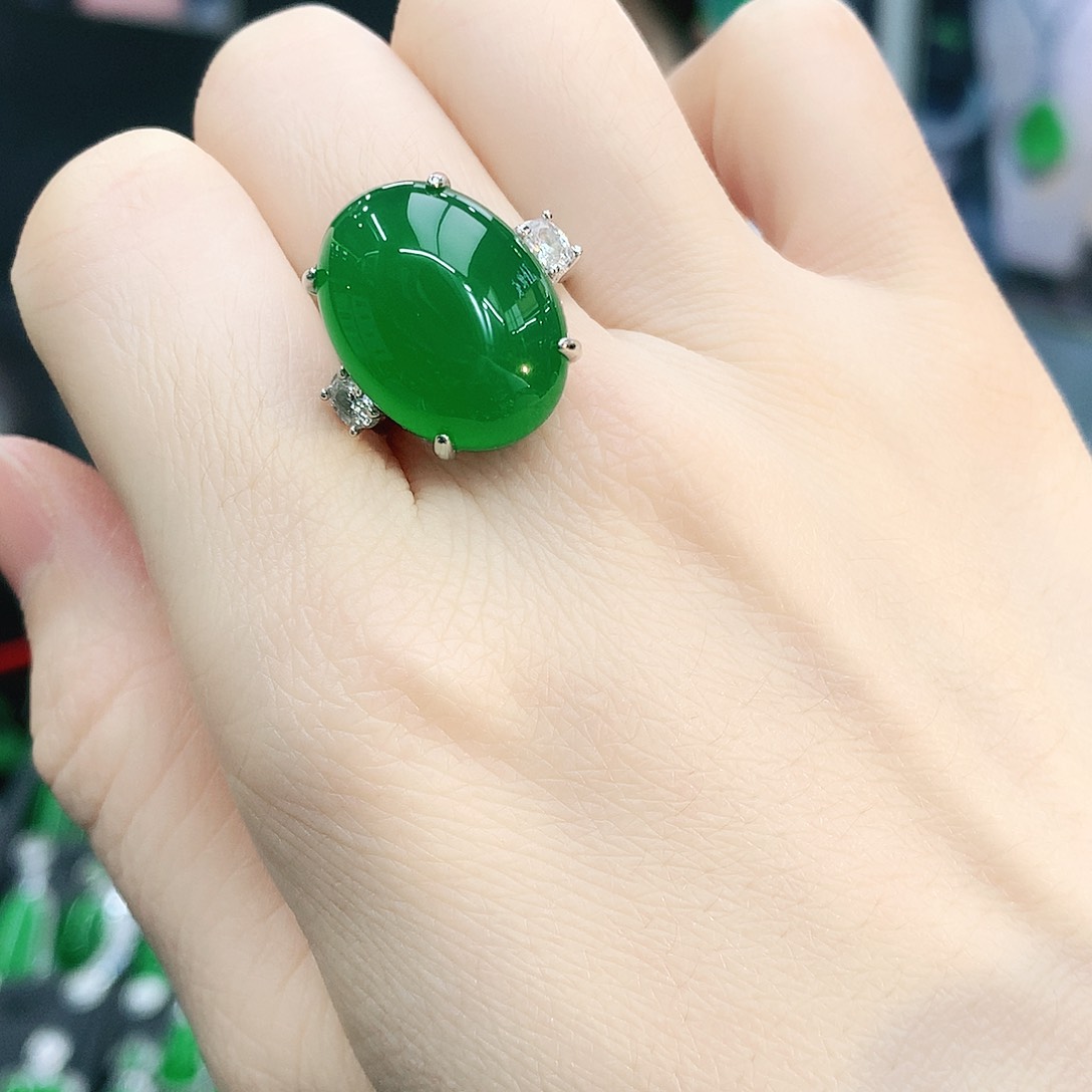 银S925镶嵌戒指玛瑙/玉髓