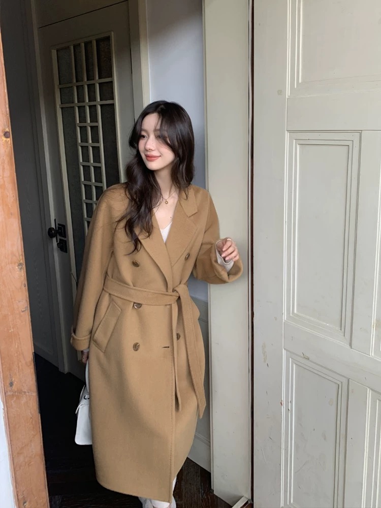 羊毛大衣外套气质小个子中长款宽松韩版秋冬宽松时尚百搭