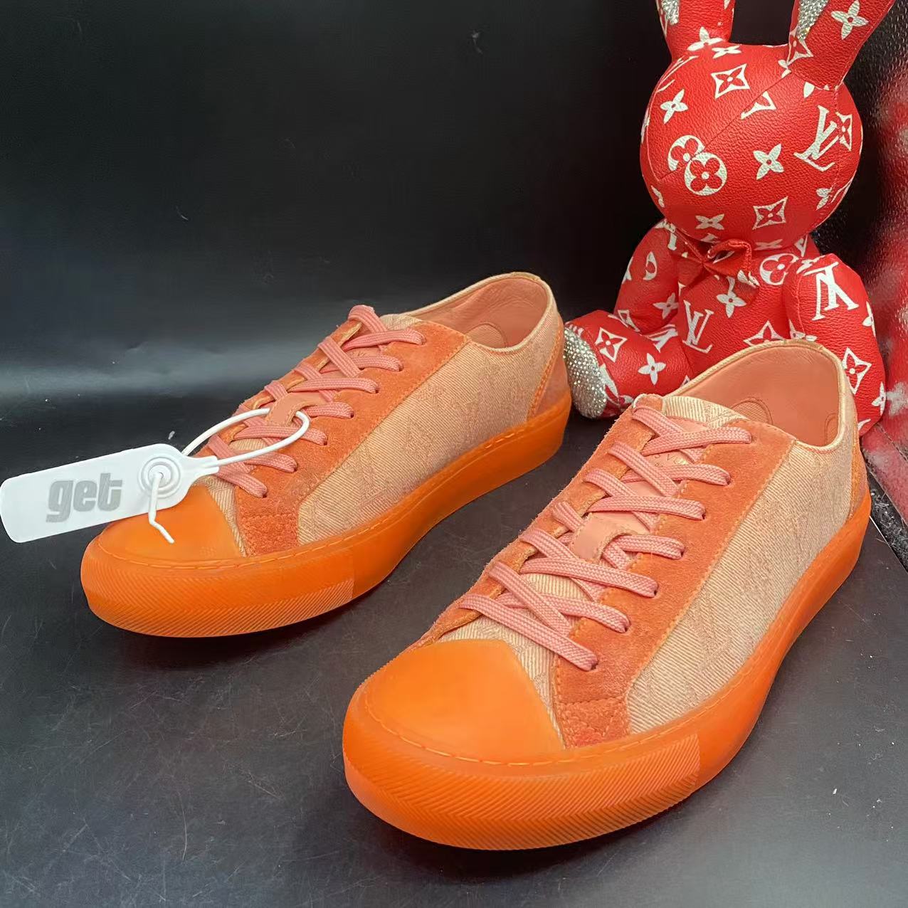 95新 LouisVuitton/路易威登 【聚星优选】橙色老花贝壳板鞋41.5码