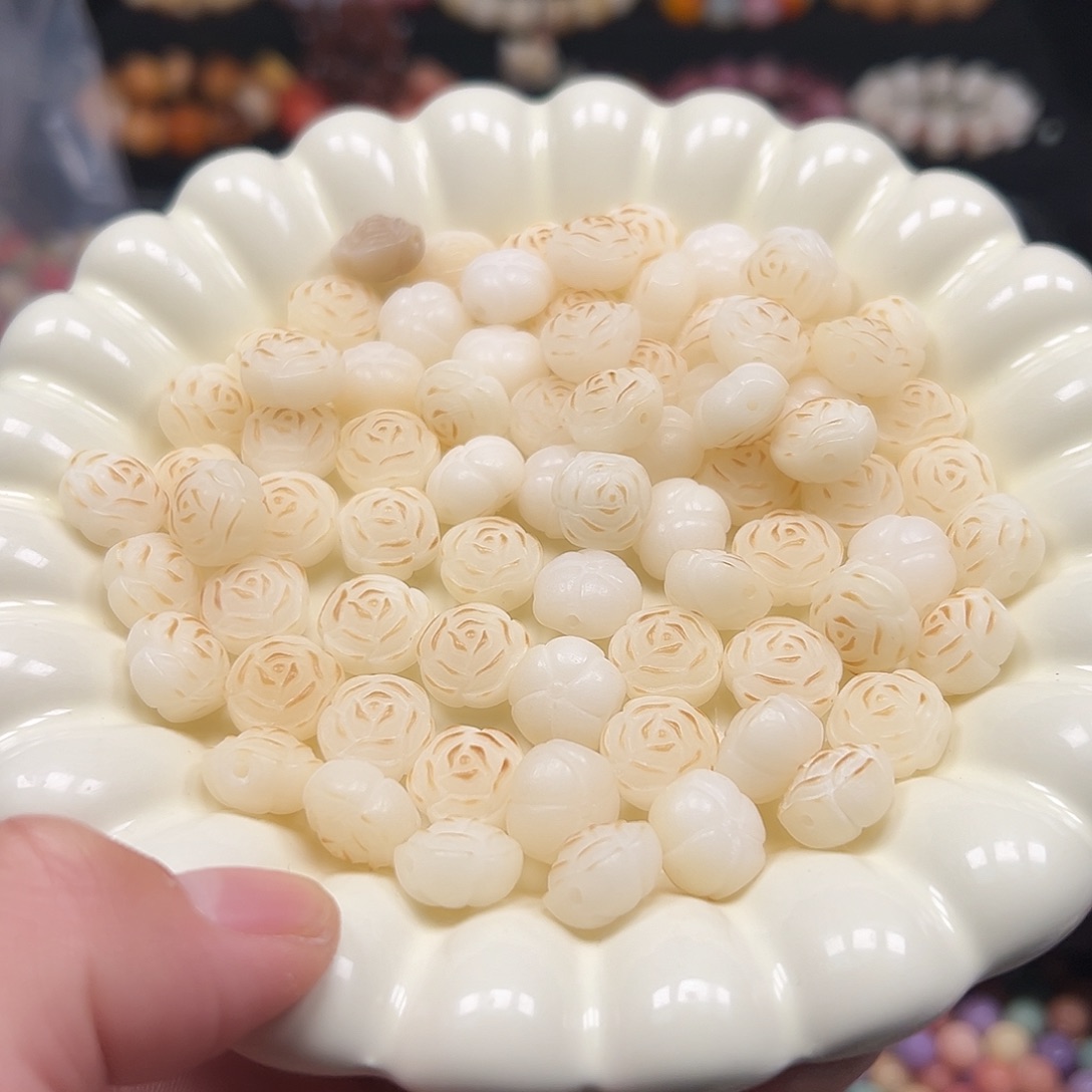 菩提根/象牙果手串100颗山茶花炭烧