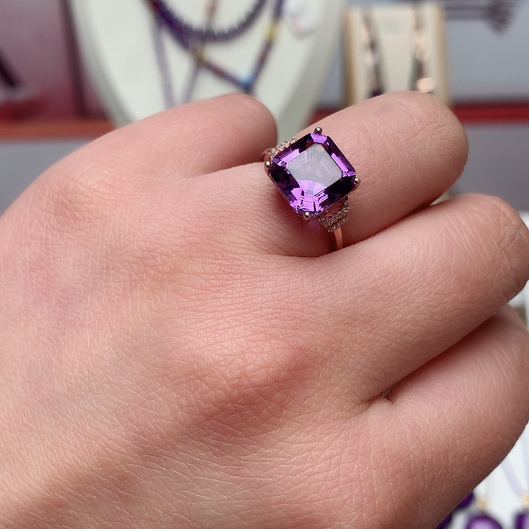 紫晶方糖戒指银S925镶嵌澳*?