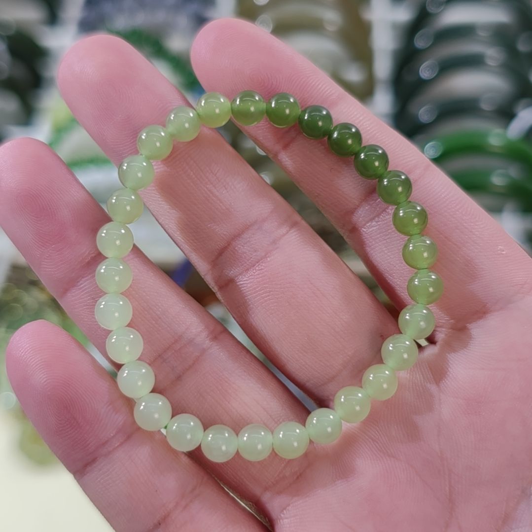 子***白和田玉未镶嵌手链卡6精品渐变和田玉手串×1