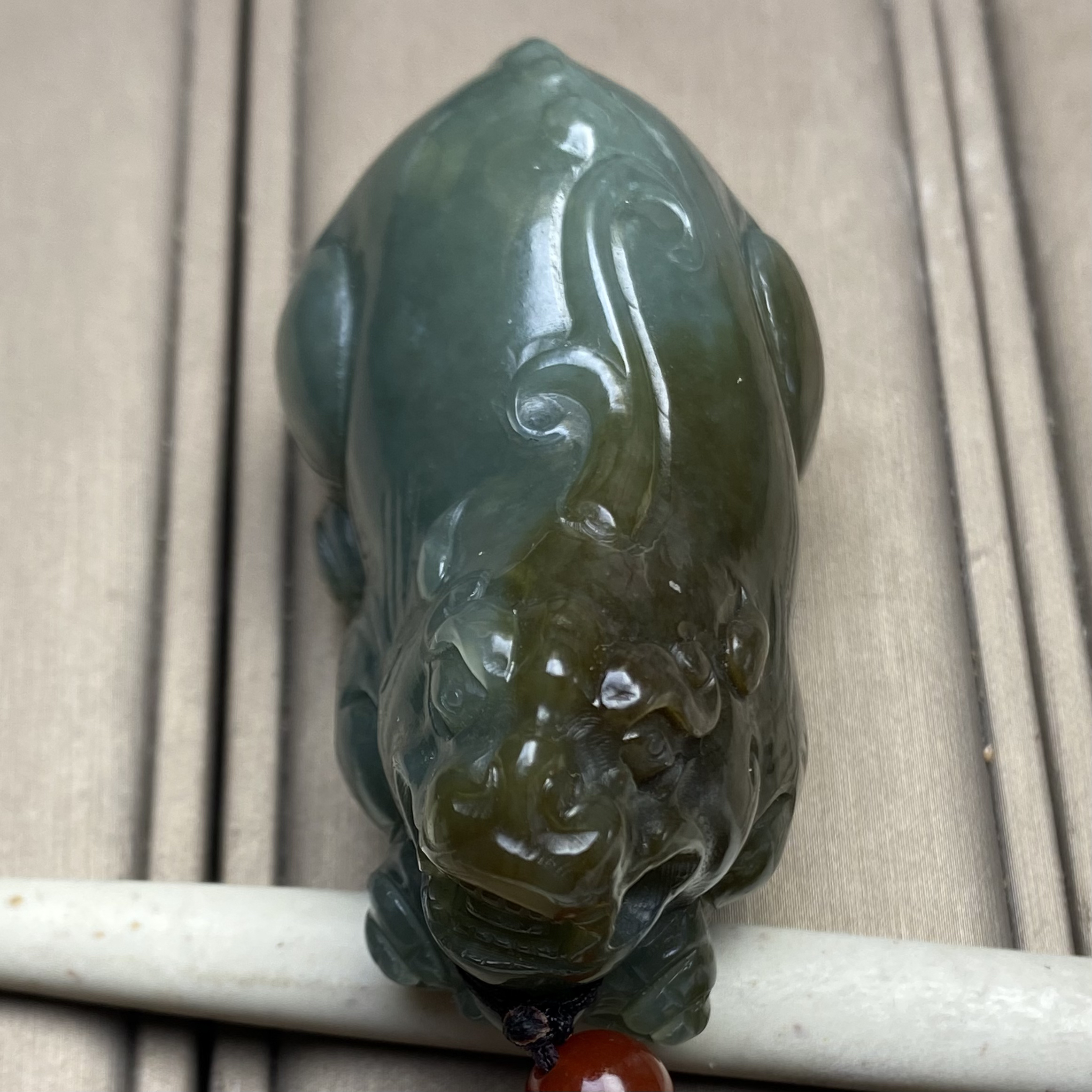 天然和田玉新疆且末蓝貔貅手把件一物一证油润细腻