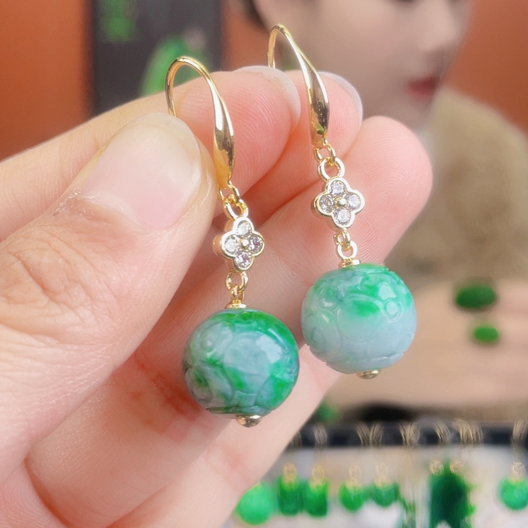 翡翠未镶嵌耳饰饰品