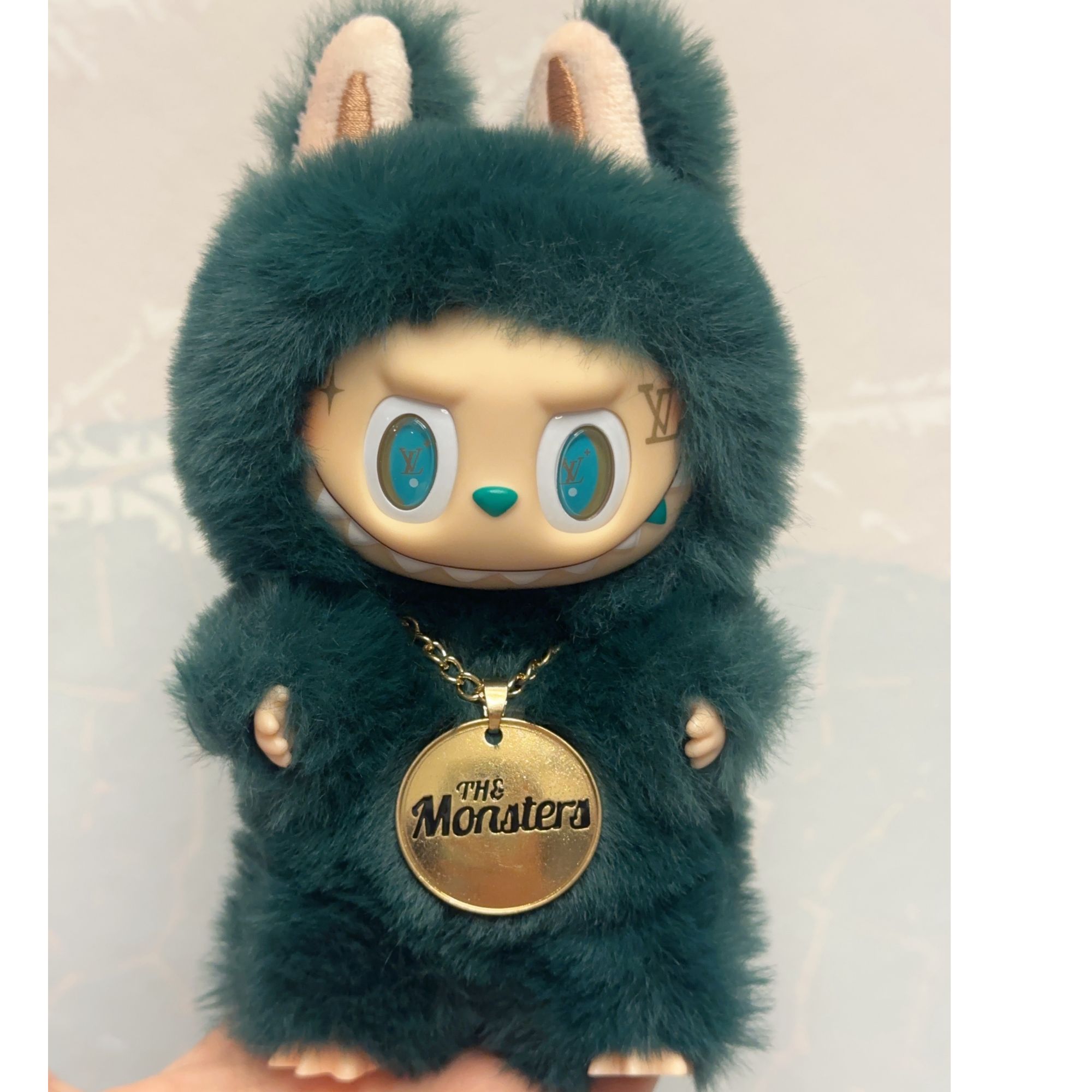 拉布布改娃zimomo绿色搪胶公仔玩偶包包挂件摆件