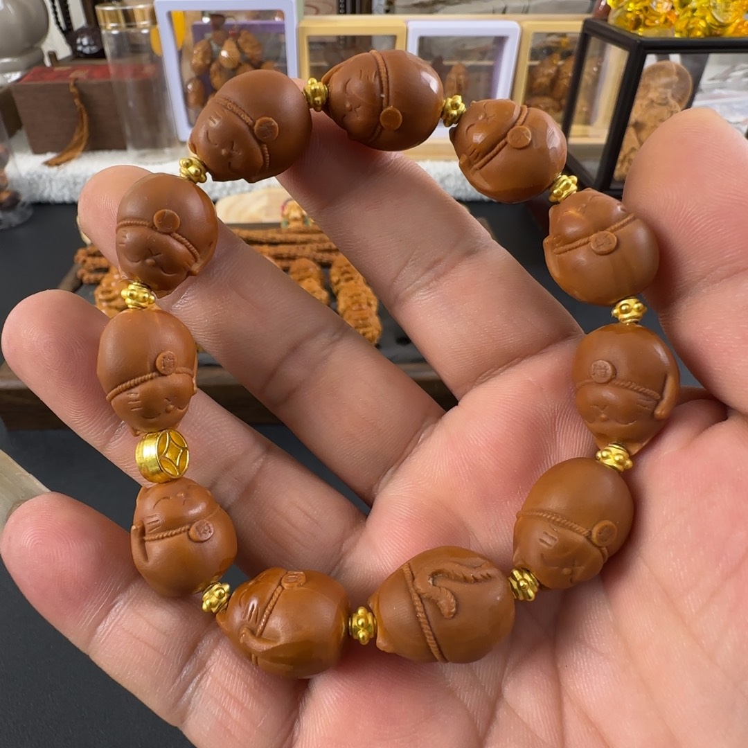 橄榄核手串/手链招财猫