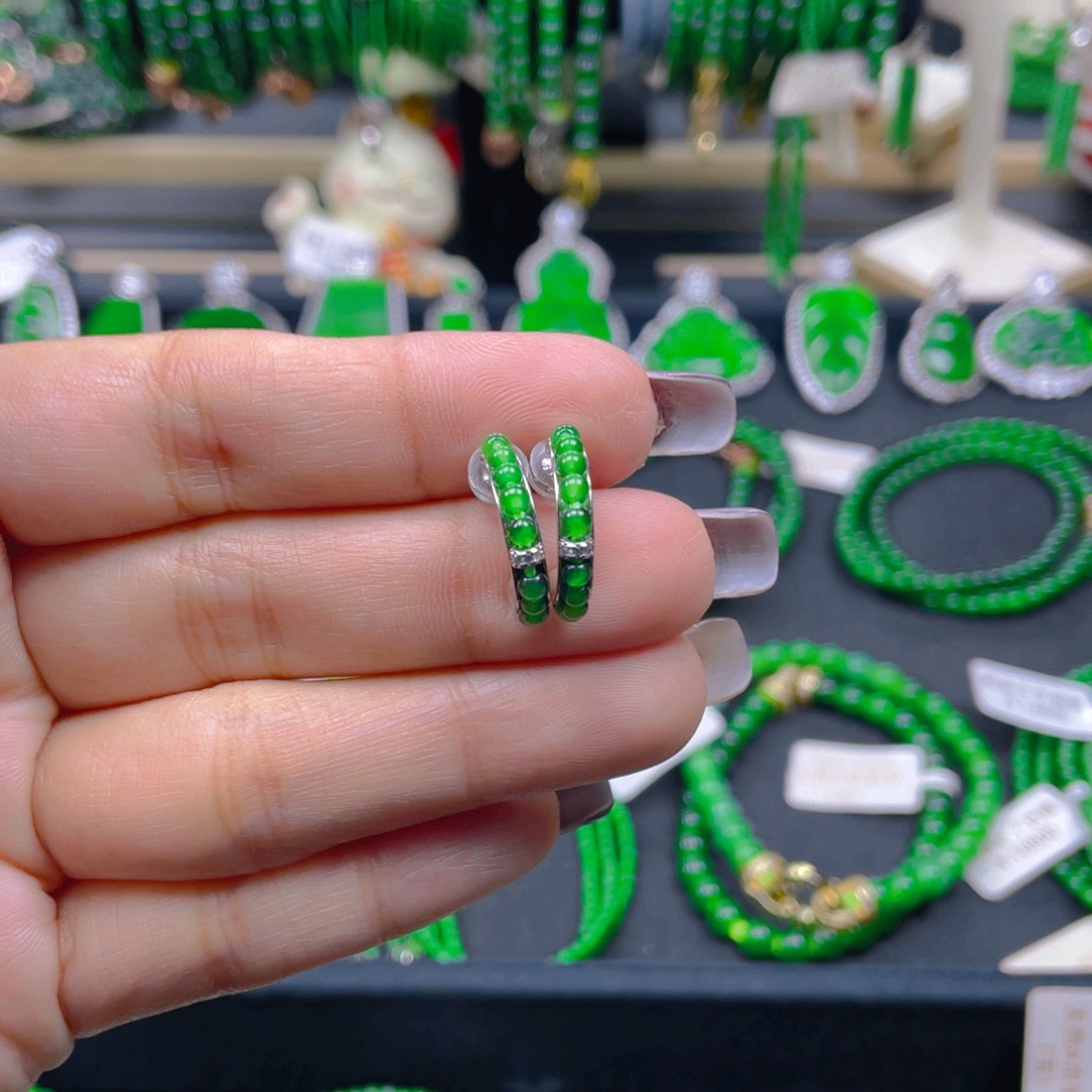 未镶嵌翡翠耳饰圆珠耳圈