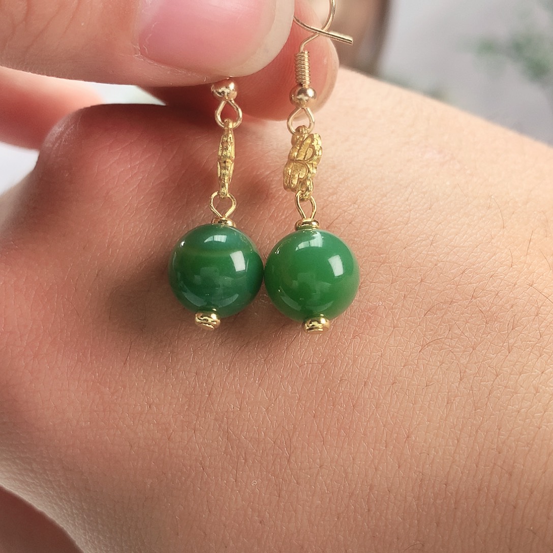 玛瑙/玉髓未镶嵌耳坠盐源