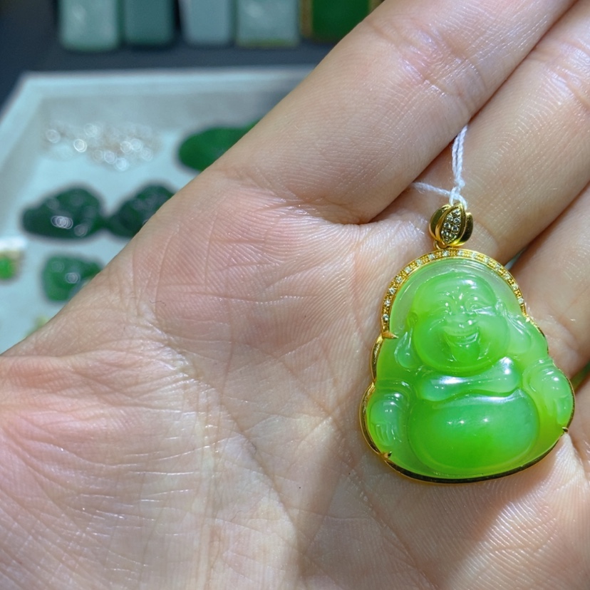 【闪购商品】和田玉（碧玉）颈饰18K金镶嵌张*图