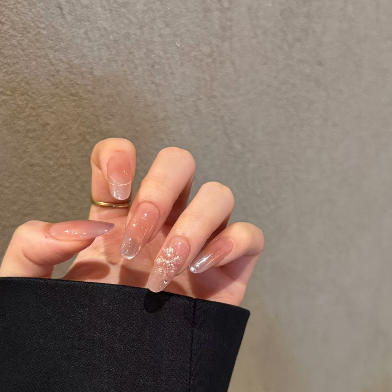 【小冰花】小末汀手绘冰花水润猫眼气质简约温柔穿戴甲