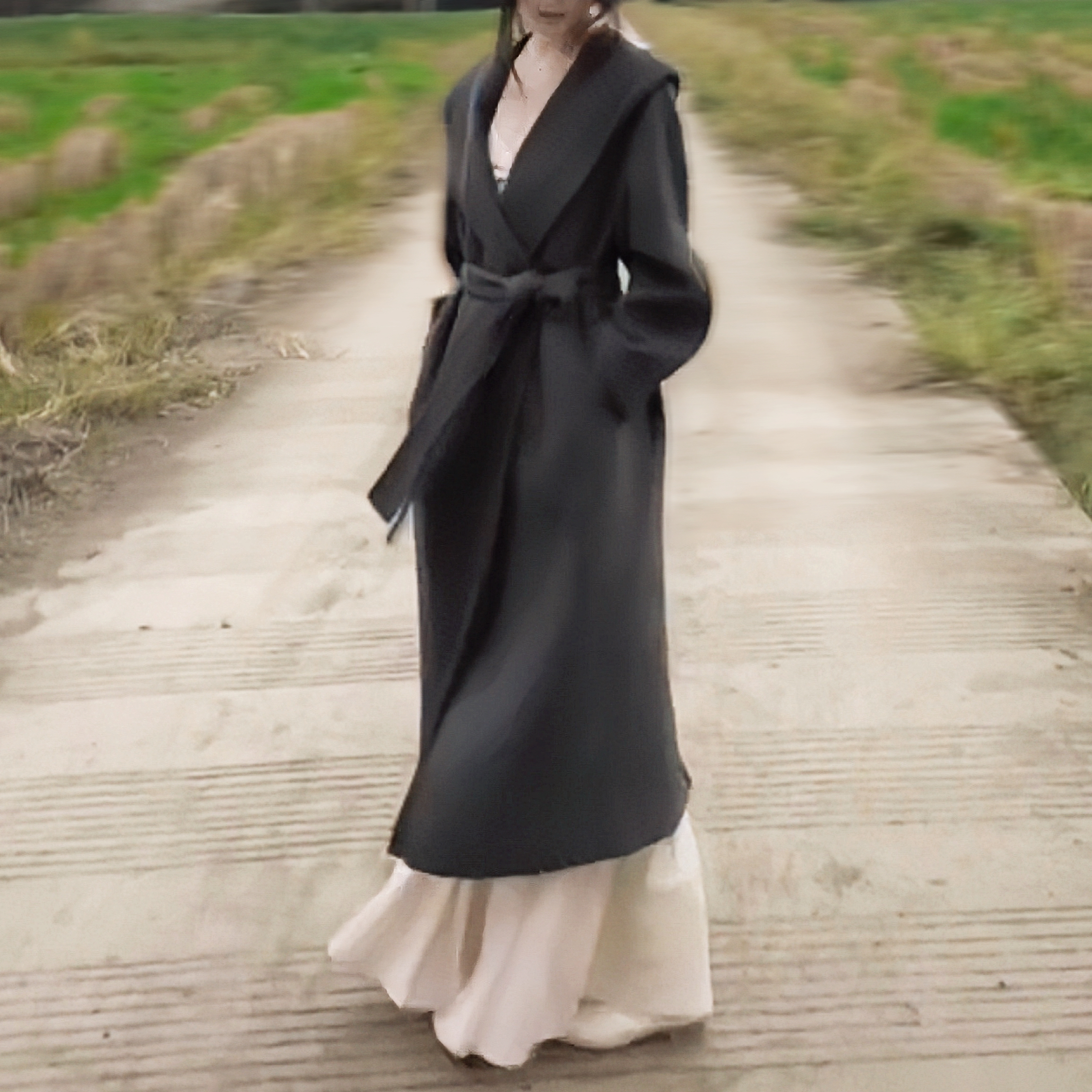 【千金】长款奢品级浴袍款绵羊毛大衣设计师款毛呢气质轻奢宽松外套