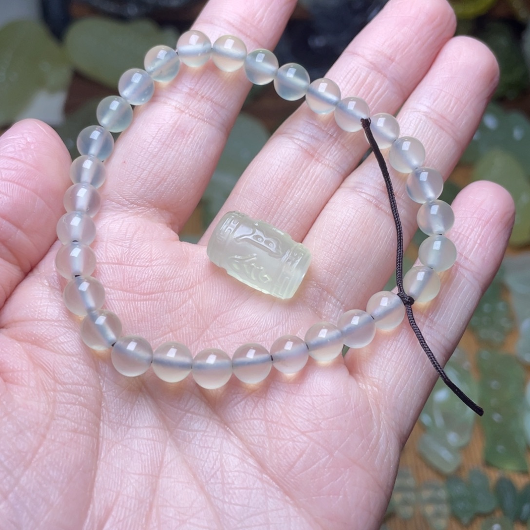 路***扬蛇纹石玉未镶嵌手链