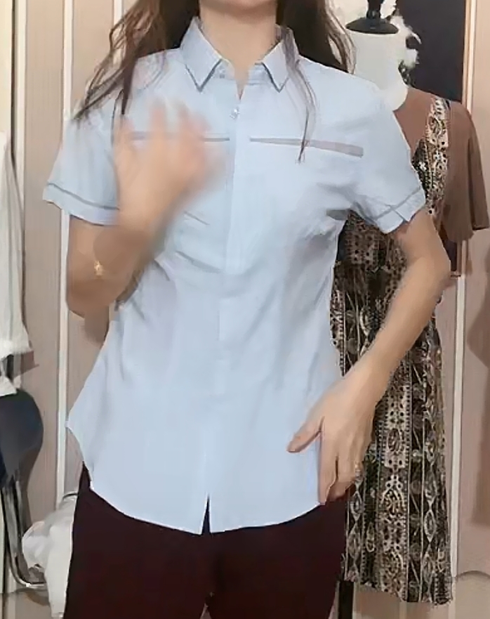 短袖V领衬衫女职业面试正装工作服通勤气质百搭上衣