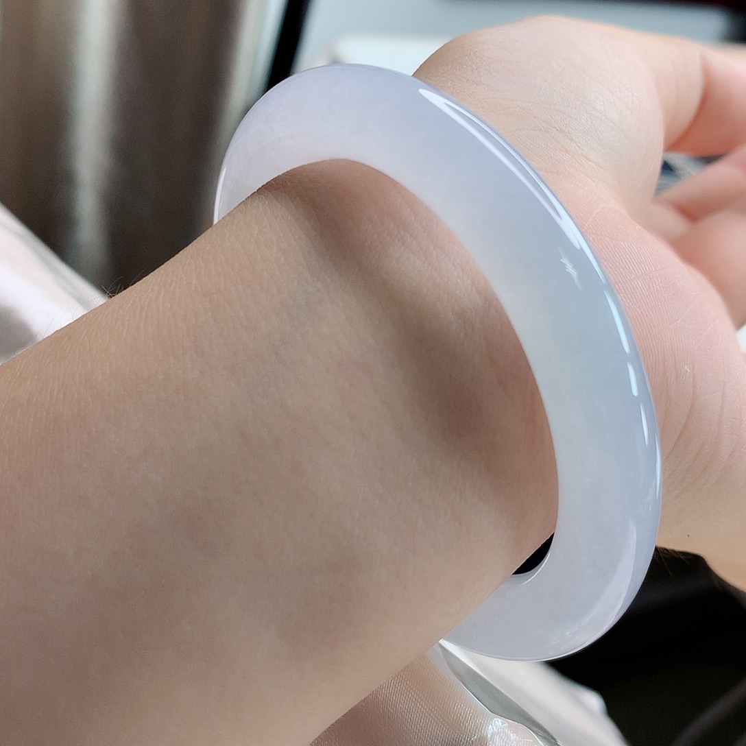 翡翠手镯未镶嵌3号白冰粉圆条