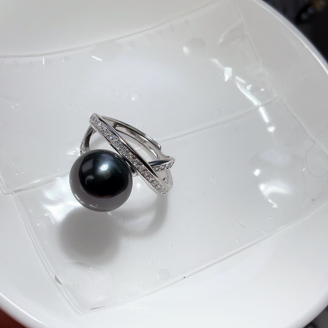 海水珍珠戒圈银S925镶嵌