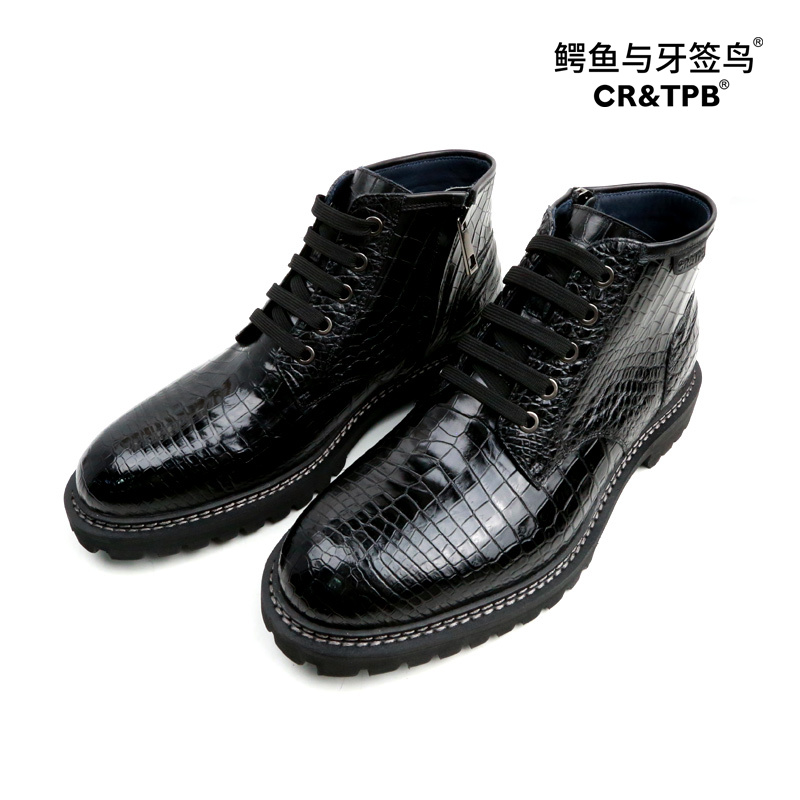 【仅剩43·44码】特价清不带绒 鳄鱼皮马丁靴时尚百搭厚底26A