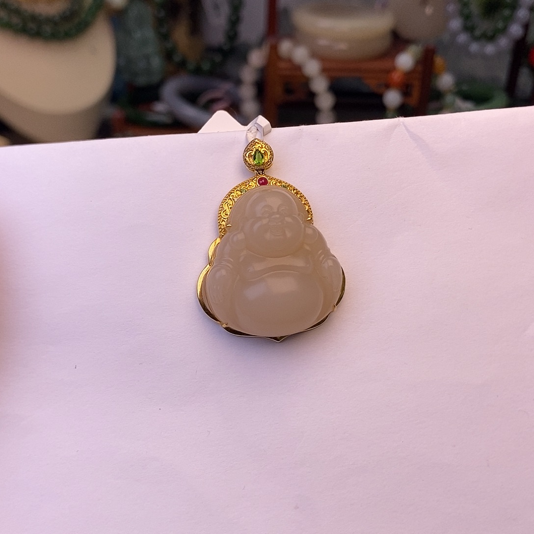 和田玉福利熟藕粉货头镯芯料佛公金镶未镶嵌