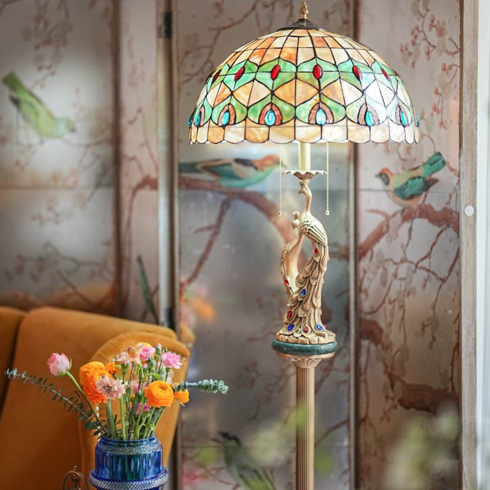 【奇居家饰福利】双凤贝壳立式落地灯#S117DPX-18F