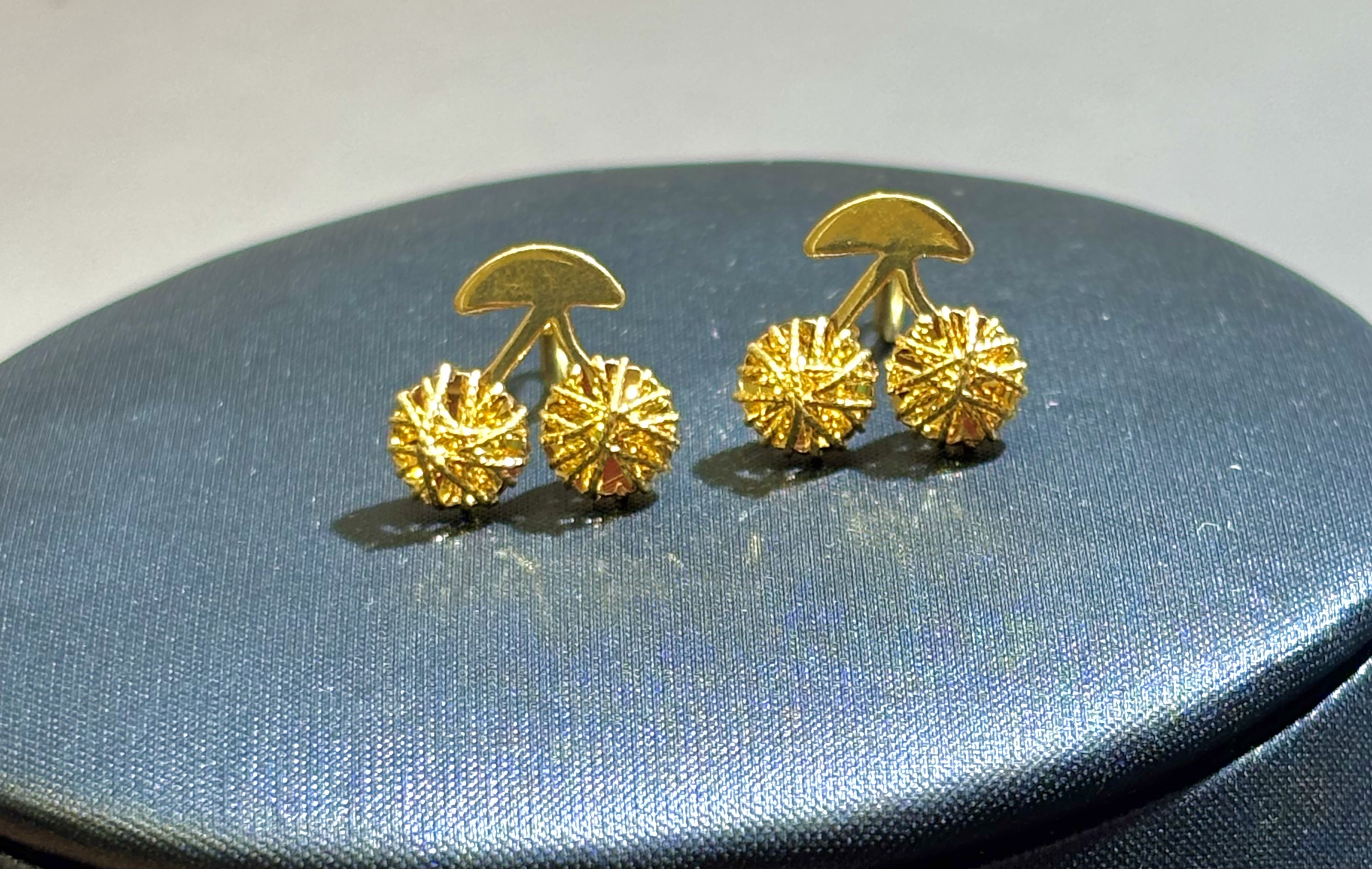 赛菲尔万足®足金花丝樱桃耳钉