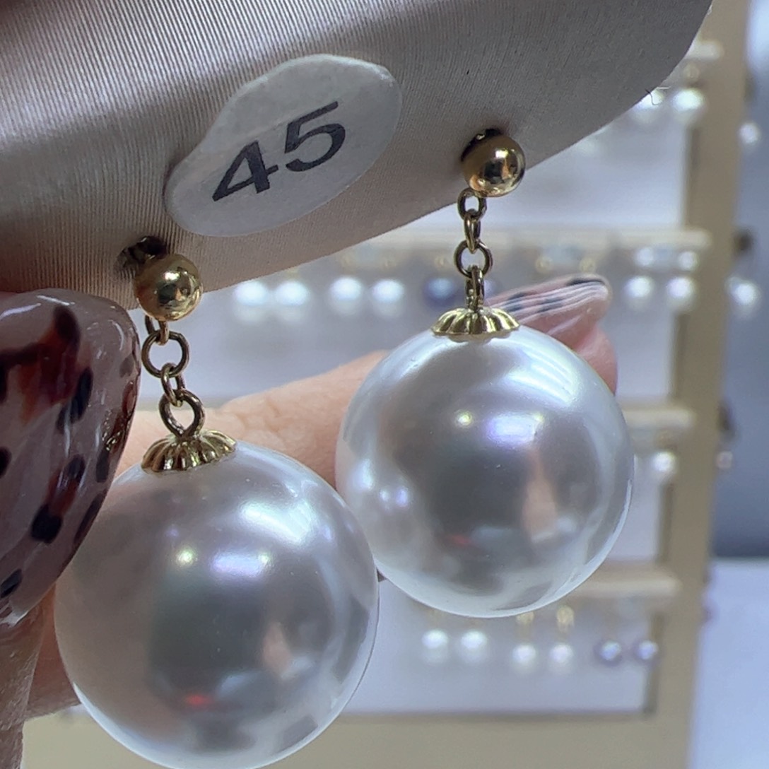 淡水珍珠耳饰18K金镶嵌