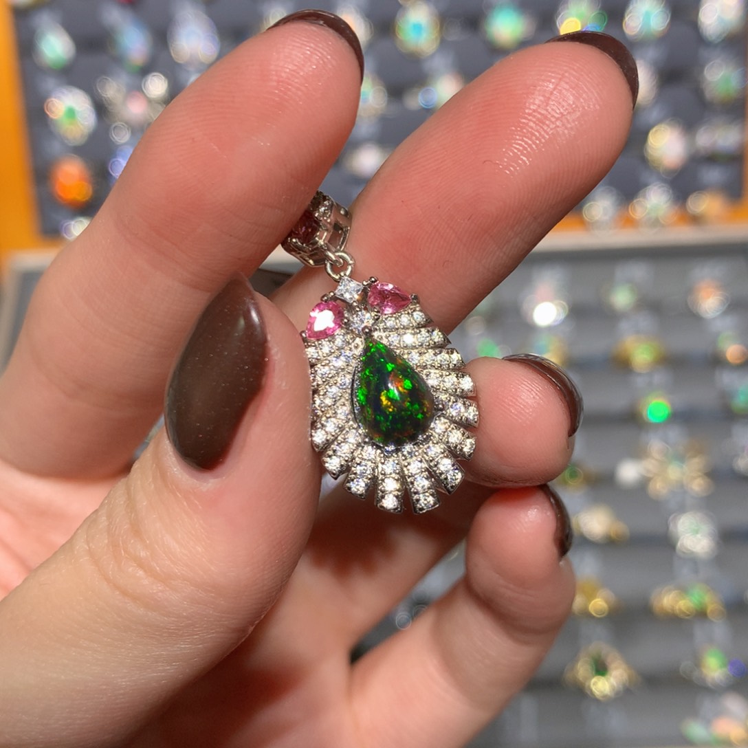 银S925镶嵌欧泊吊坠t