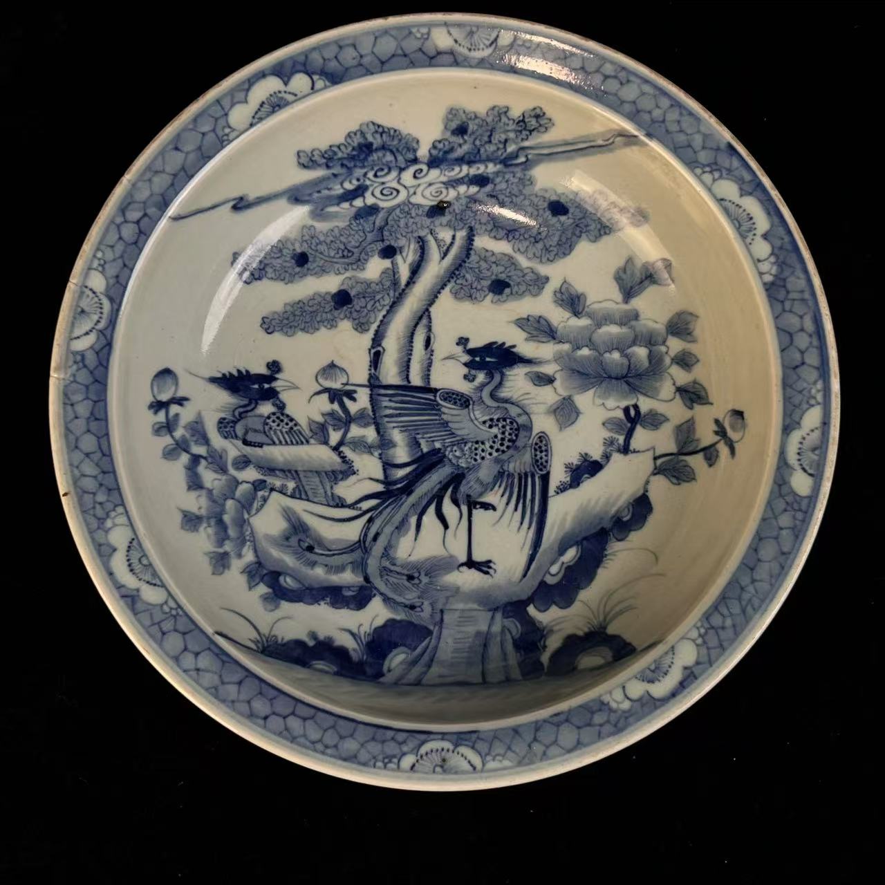清晚期青花凤鸟纹赏盘