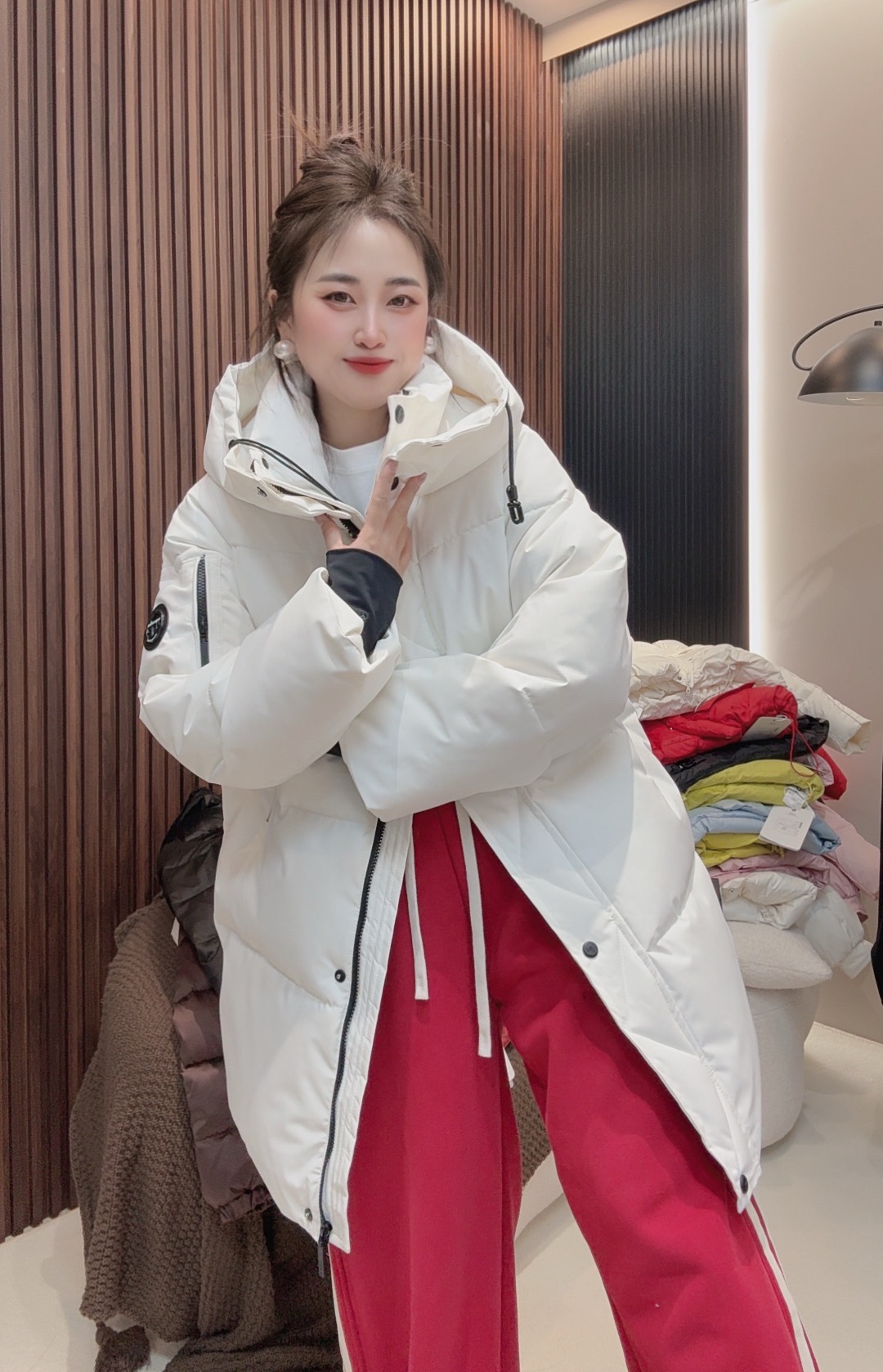 8902冬季新款中长款简约显瘦保暖棉服