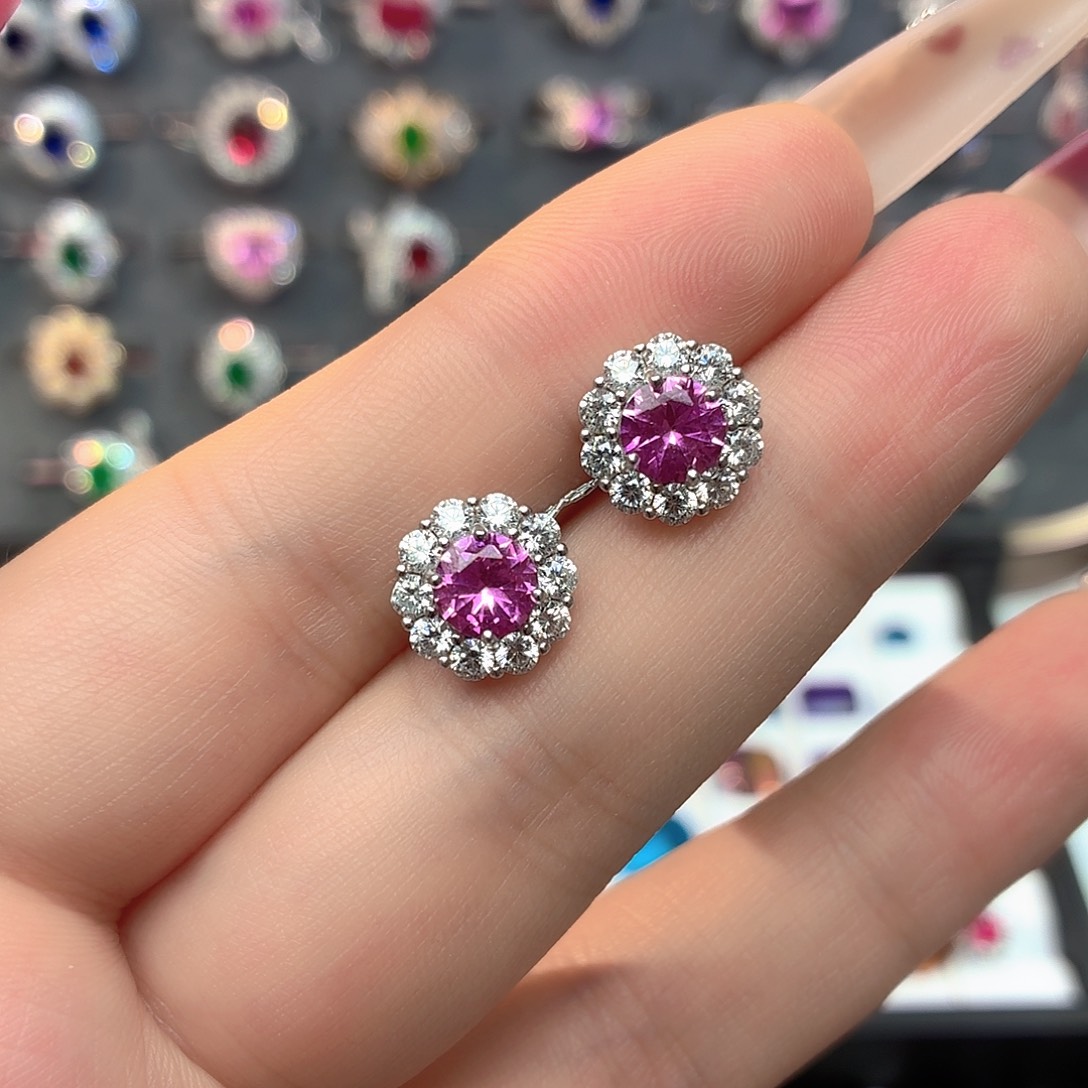 925银培育帕帕拉恰色粉蓝宝