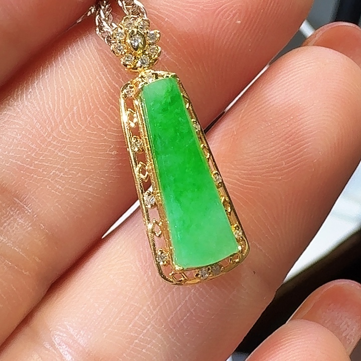 翡翠18K金镶嵌吊坠(不含链)无事牌