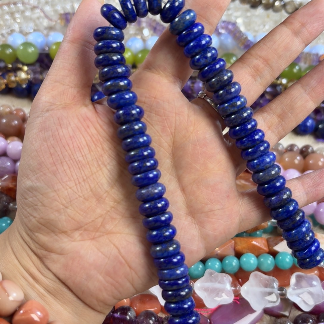 玛瑙/玉髓未镶嵌珠宝半成品天然青金卡12算盘