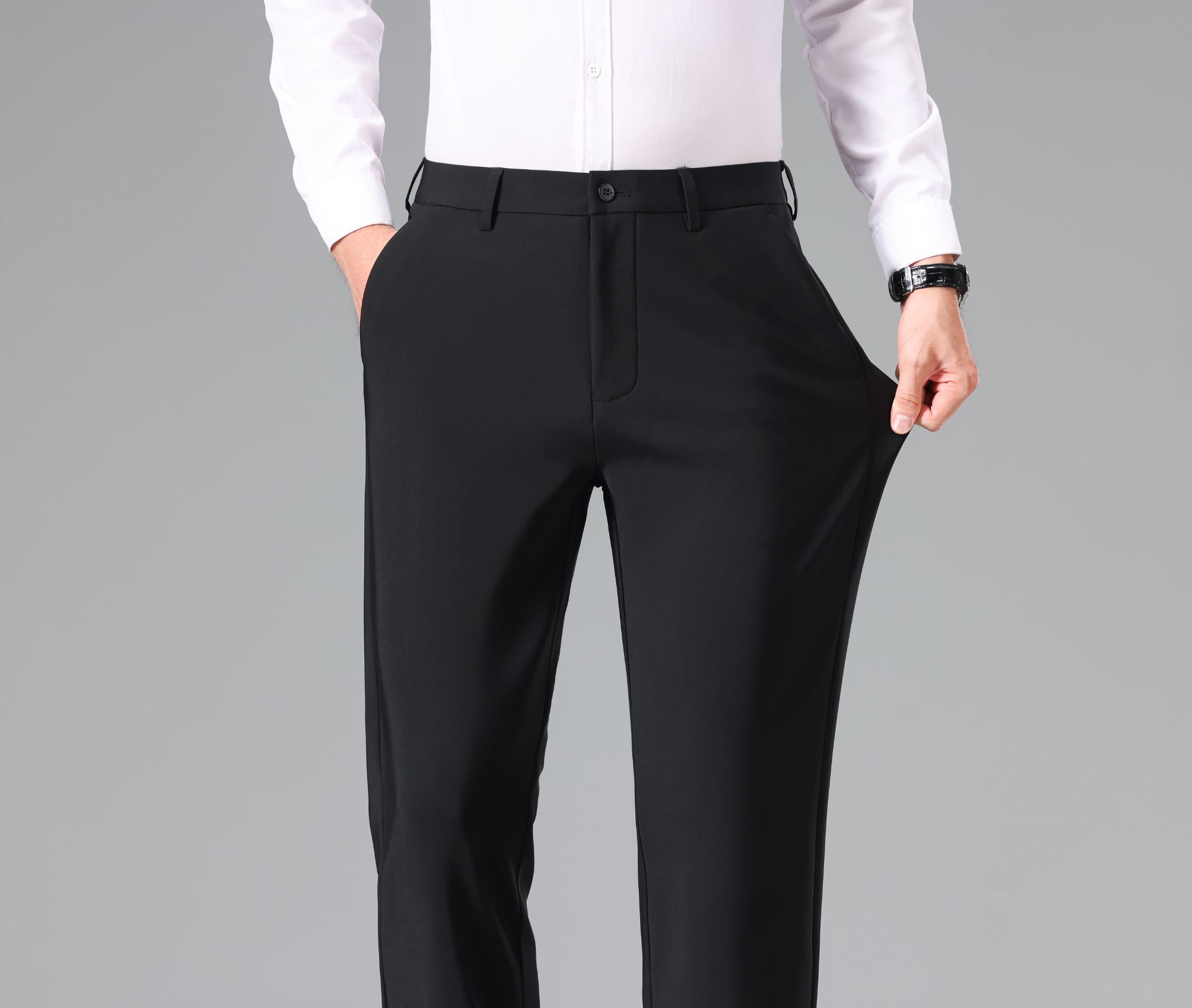 2025秋冬季新款牛仔裤宽松直筒弹力高腰加绒商务男士休闲裤子