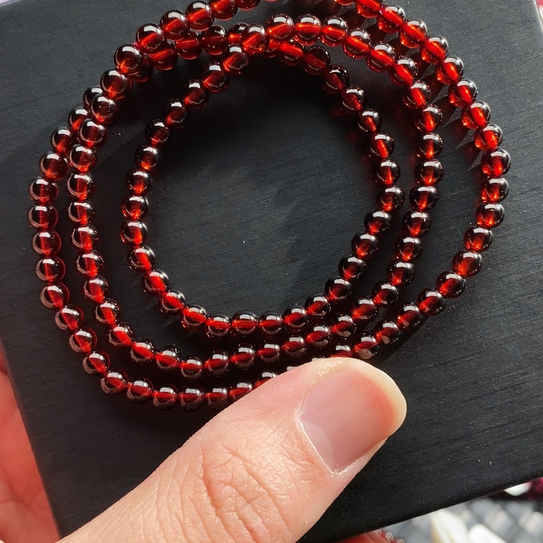 石榴石手链未镶嵌4.6mm精品血泊红