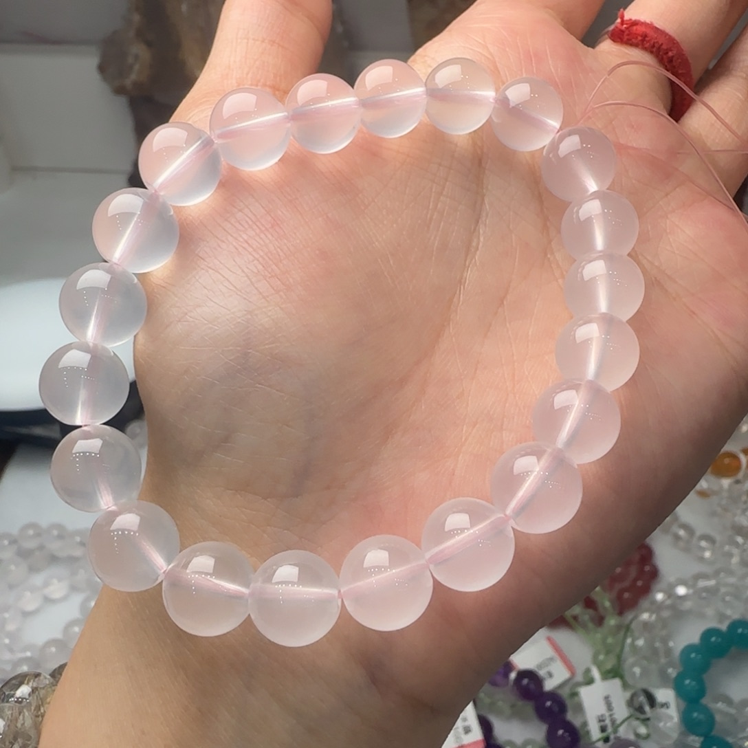 水晶手链未镶嵌莫粉纯净体10mm